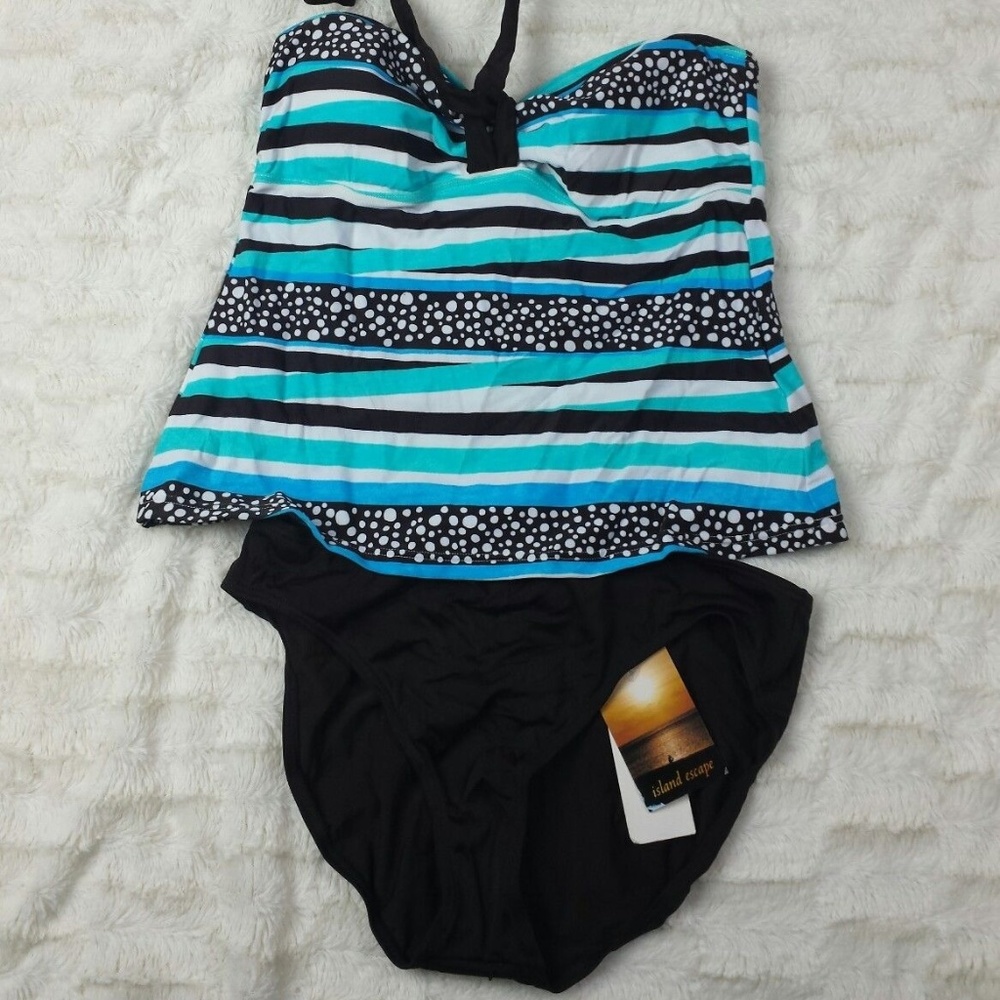 Island Escape Tankini 2pc Sz 8 Swimsuit Halter Top